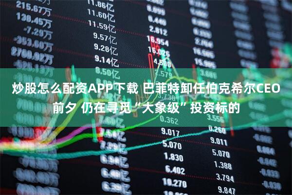 炒股怎么配资APP下载 巴菲特卸任伯克希尔CEO前夕 仍在寻觅“大象级”投资标的